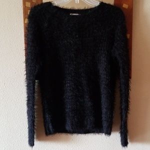 Cache boutique Fuzzy sequined crocheted sweater